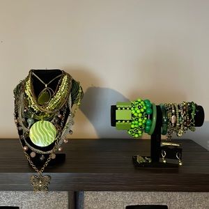 Lot of jewelry mostly in greenish tones